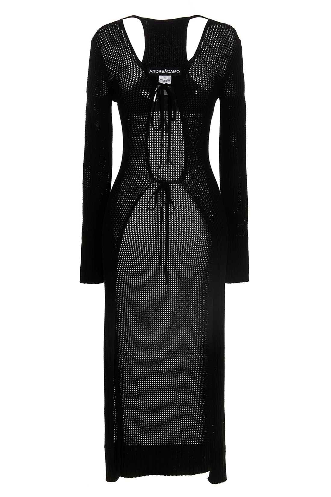 ANDREĀDAMO M long openwork knit cardigan