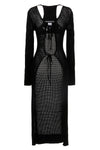 long openwork knit cardigan