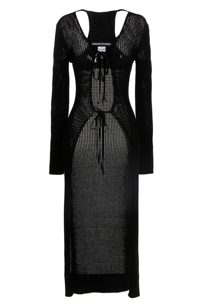 long openwork knit cardigan