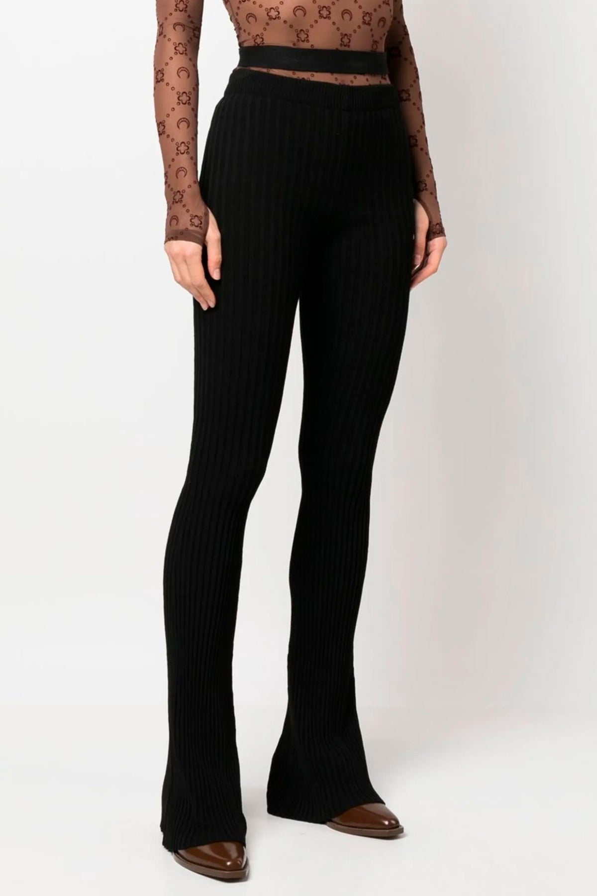 flared ribbed knit pants