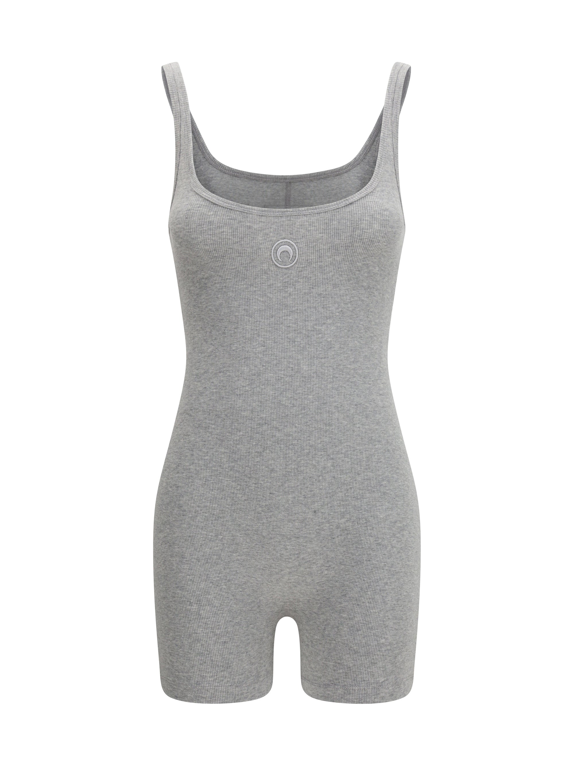 moon logo ribbed jersey short catsuit