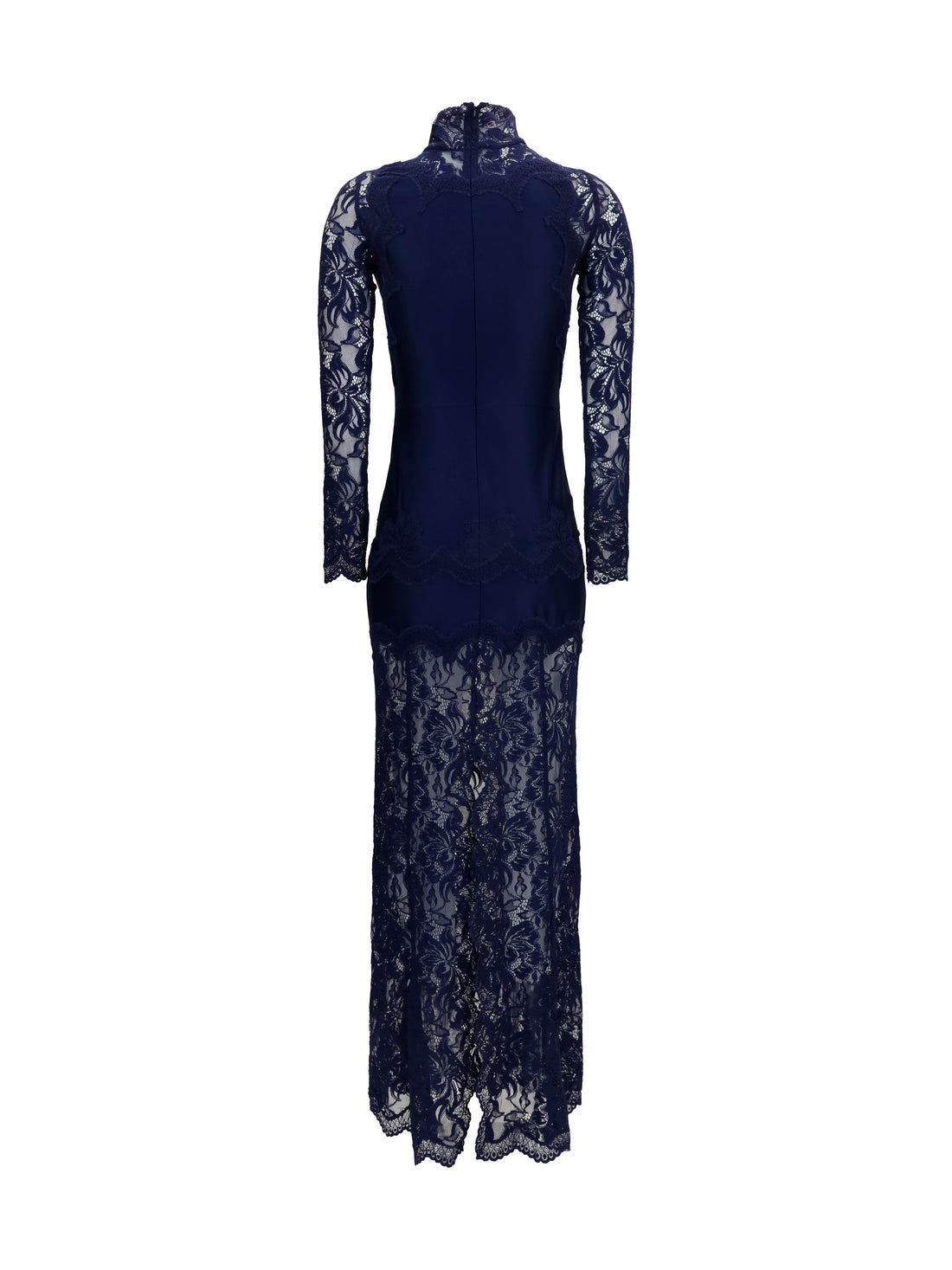RABANNE 36 long lace and jersey dress