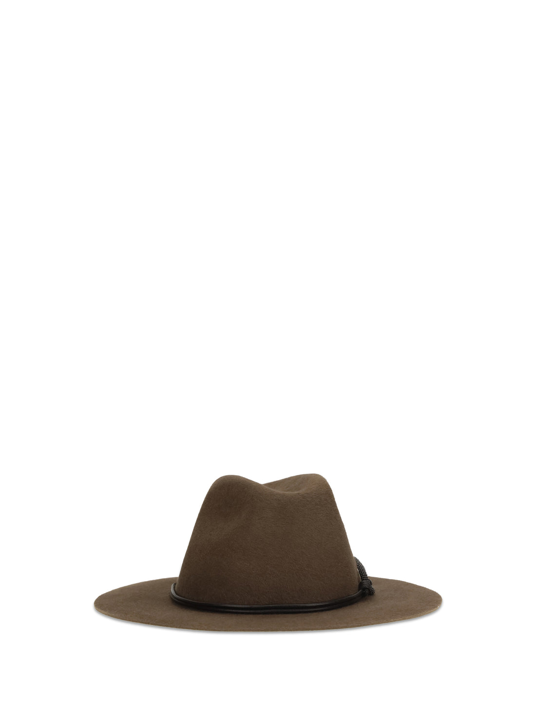 BRUNELLO CUCINELLI L felt fedora hat with leather band and monile