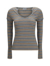 ribbed v-neck long-sleeve t-shirt