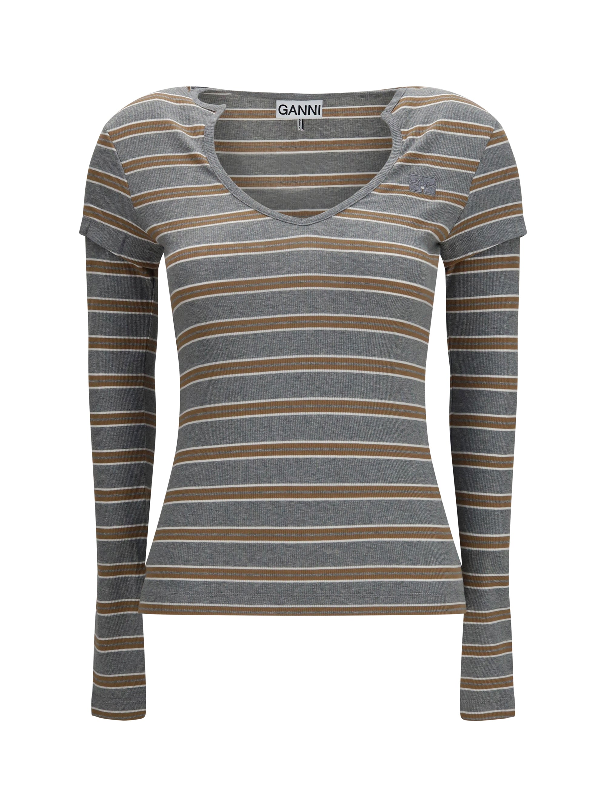 ribbed v-neck long-sleeve t-shirt