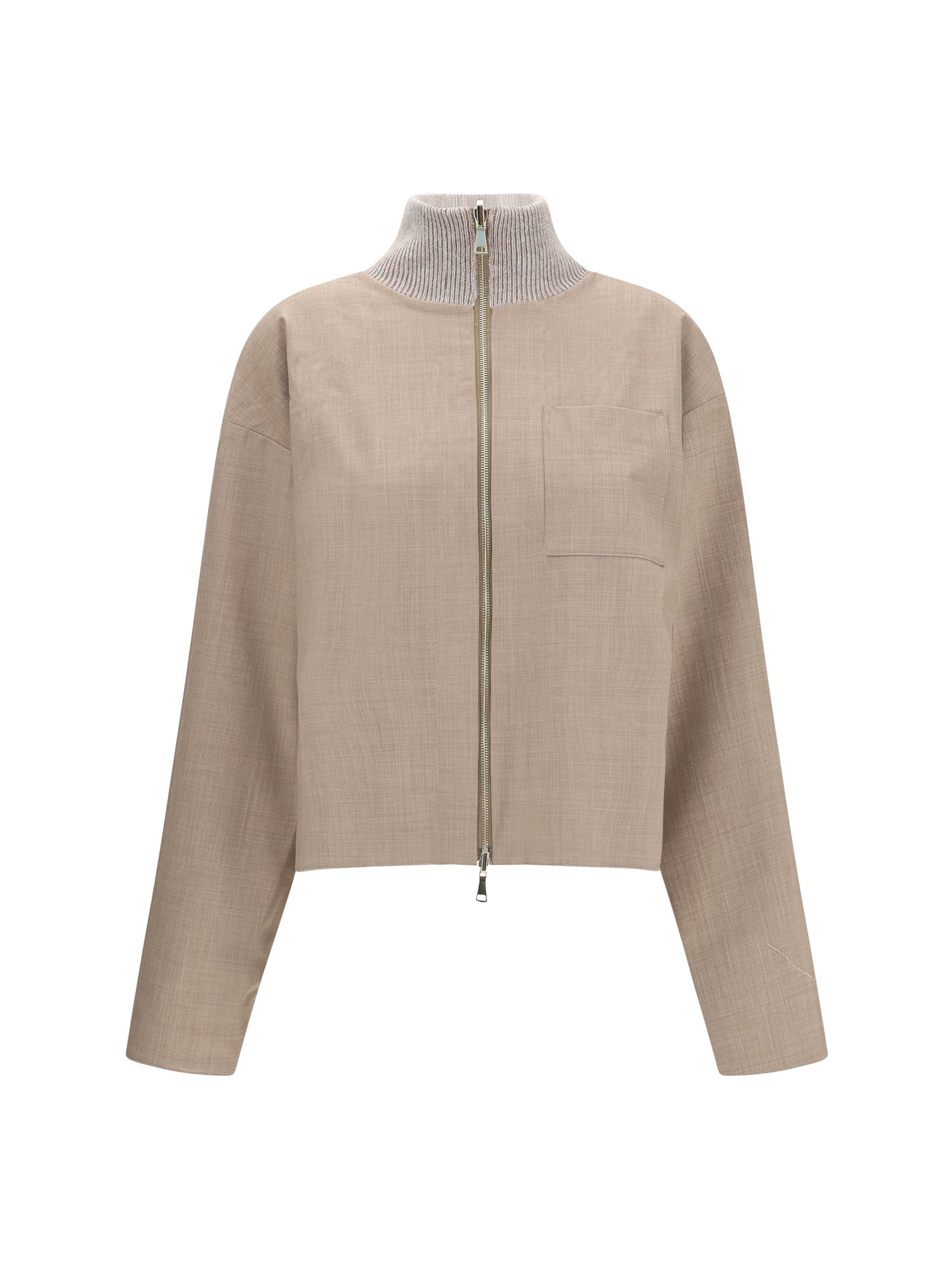 FABIANA FILIPPI 40 reversible platinum mohair jacket