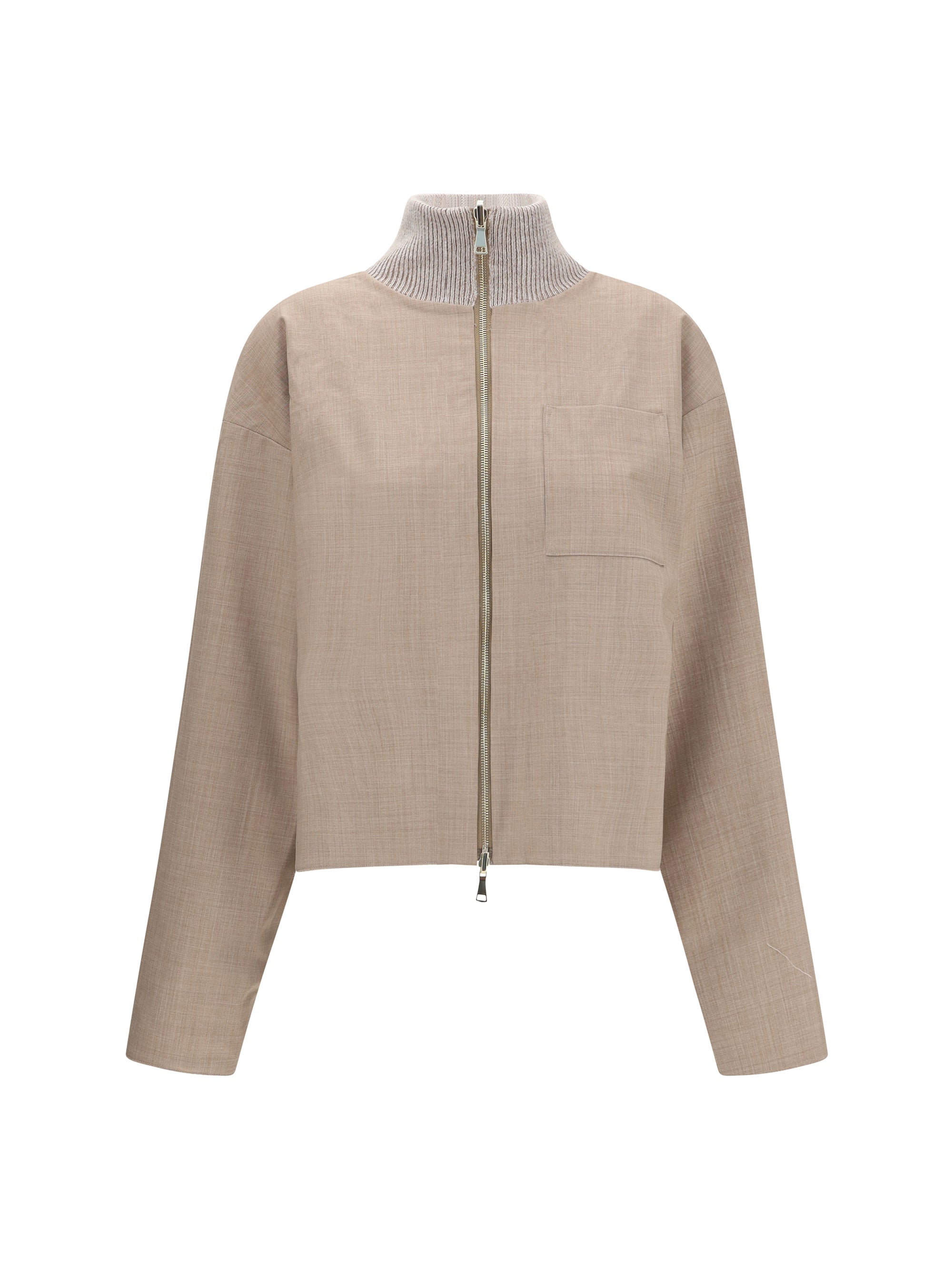 FABIANA FILIPPI 40 reversible platinum mohair jacket