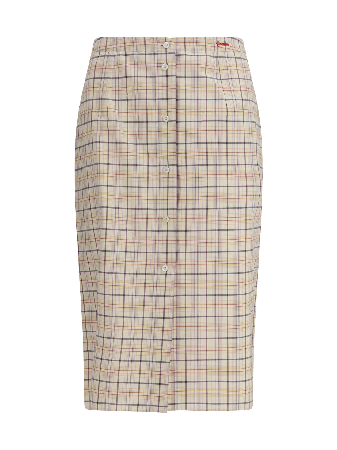 PRADA 42 checked cotton poplin pencil skirt 