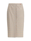 checked cotton poplin pencil skirt