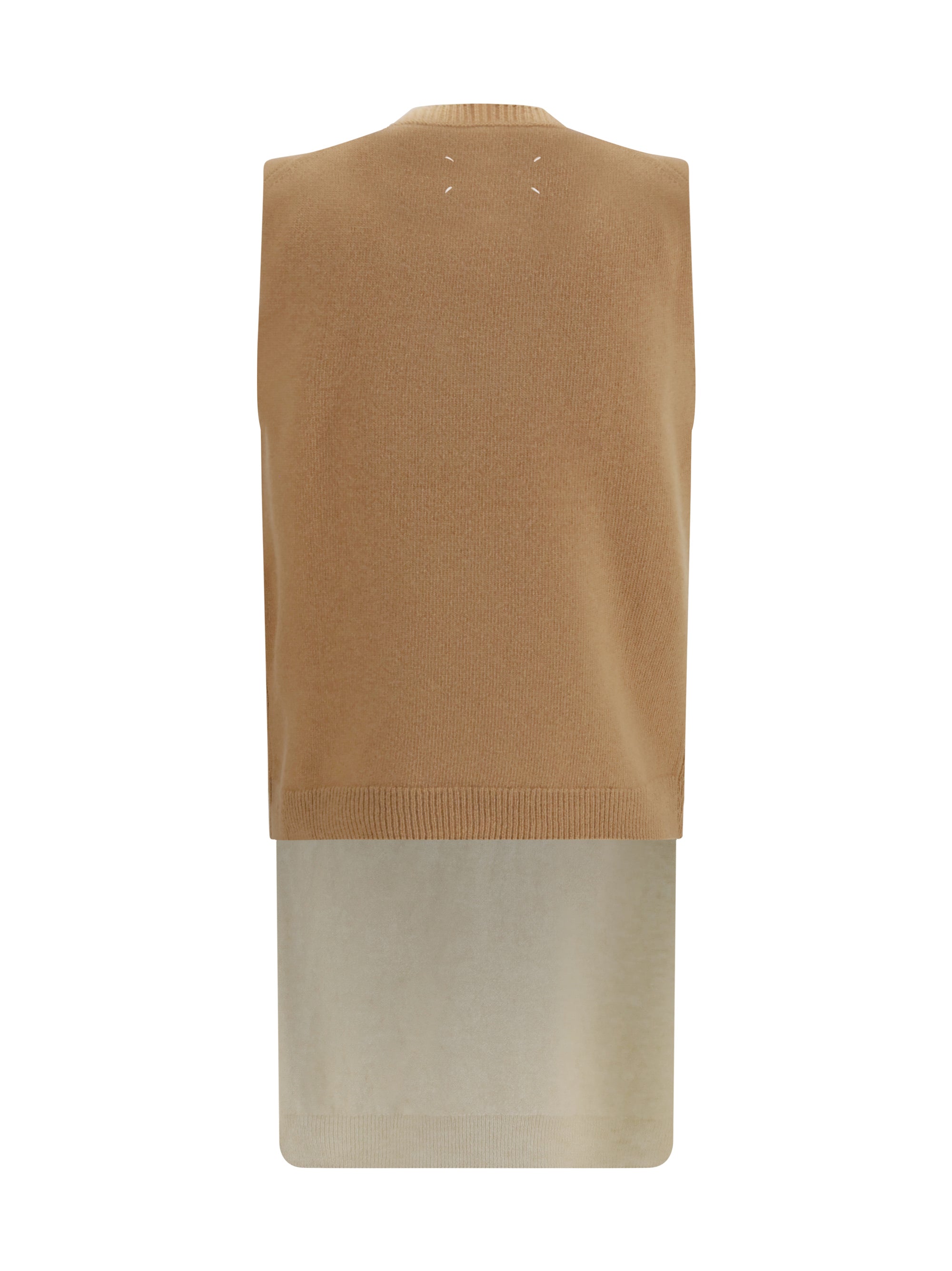 double-layer wool knit vest