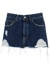 destroyed denim mini skirt