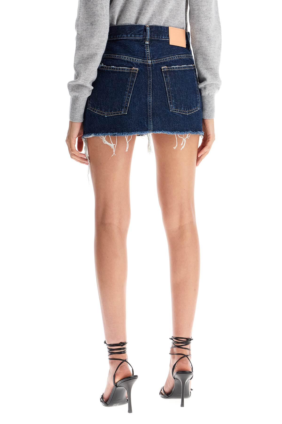 destroyed denim mini skirt