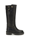 leather knee-high boots with buckle detail