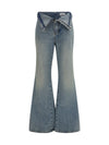 high-waisted flared cotton denim jeans