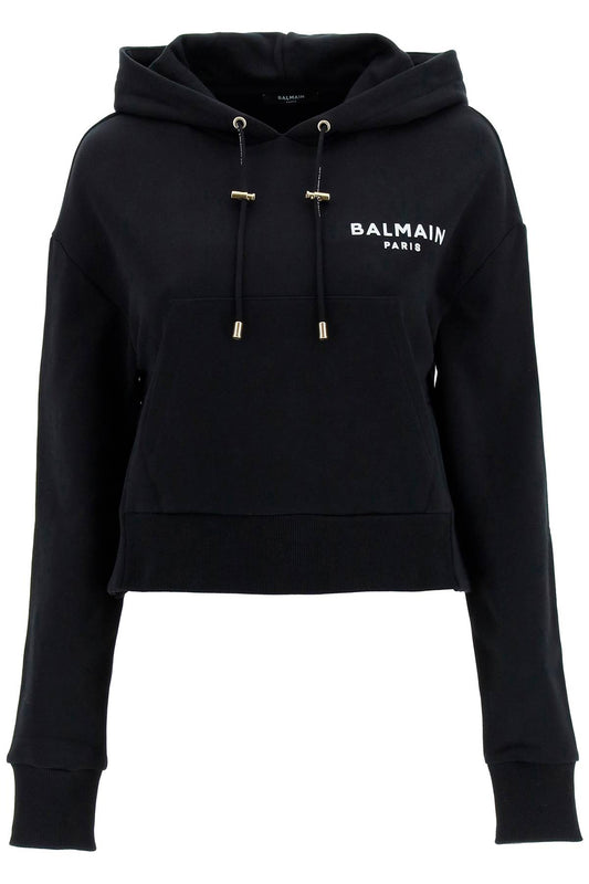 cropped hoodie with flocked logo