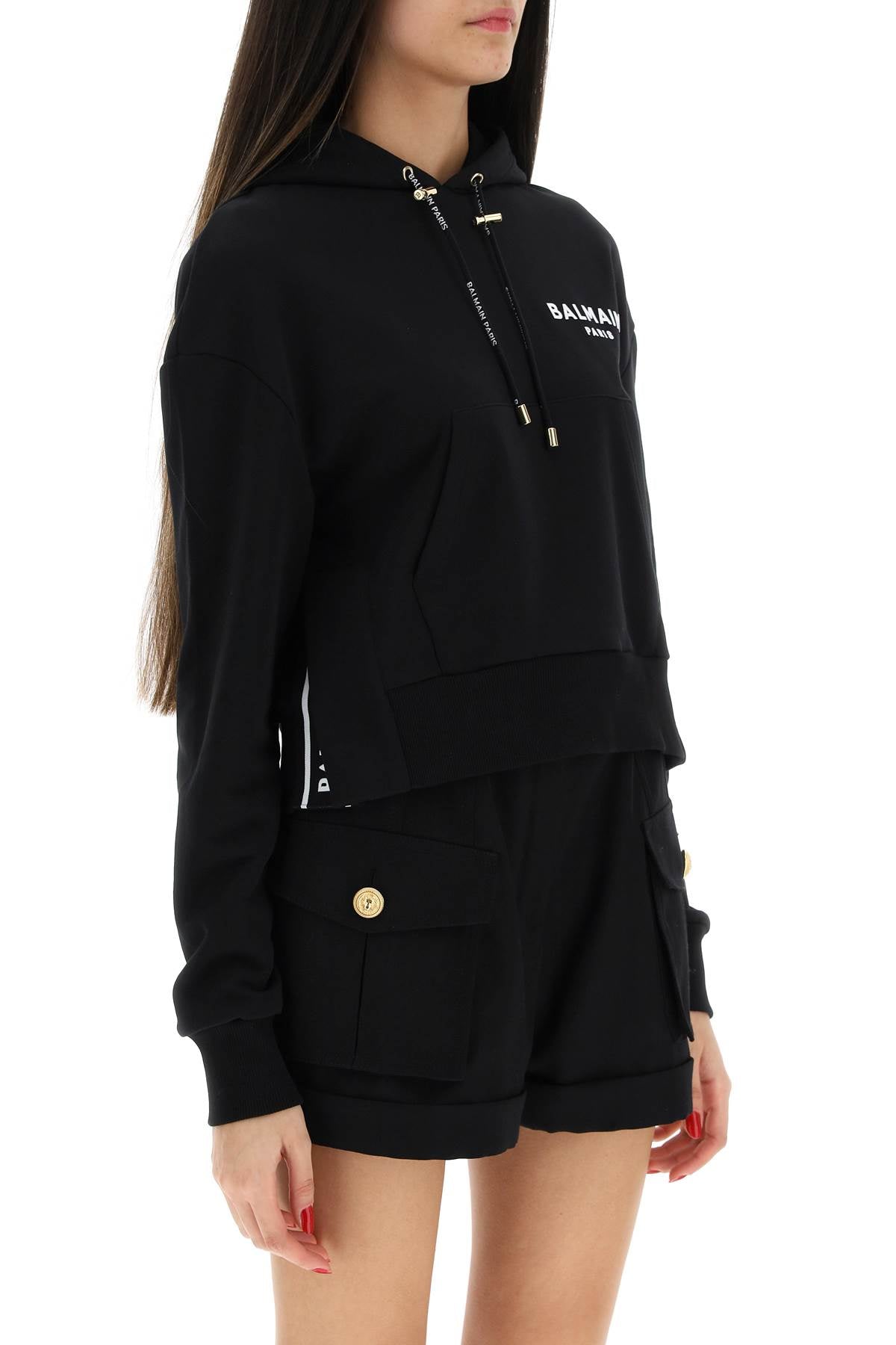 cropped hoodie with flocked logo