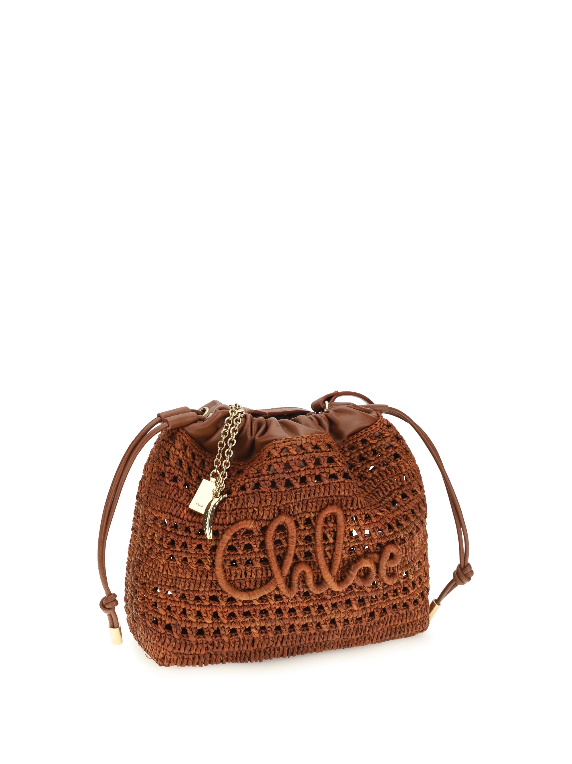 raffia drawstring shoulder bag