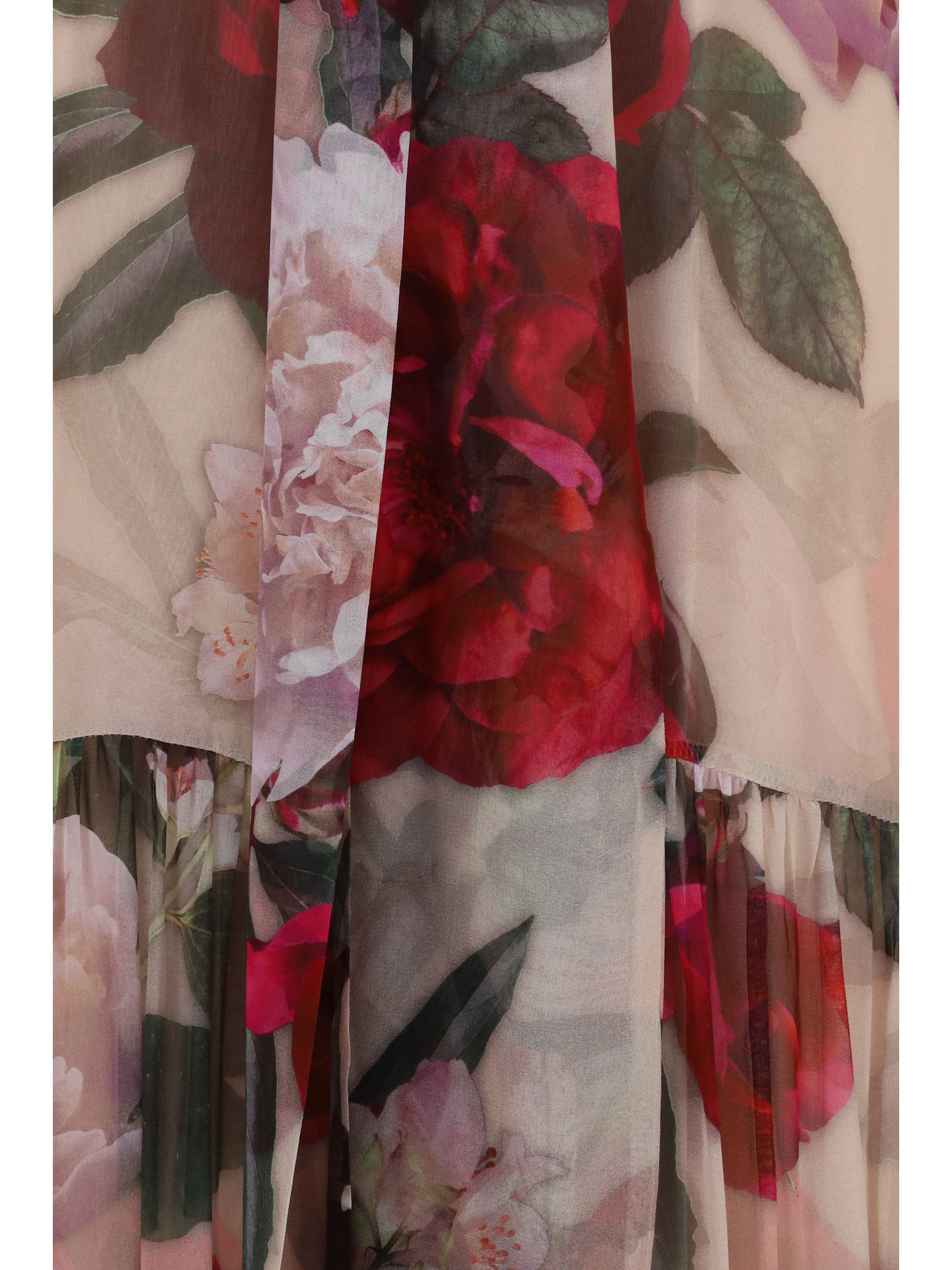 long silk dress with scarf detail