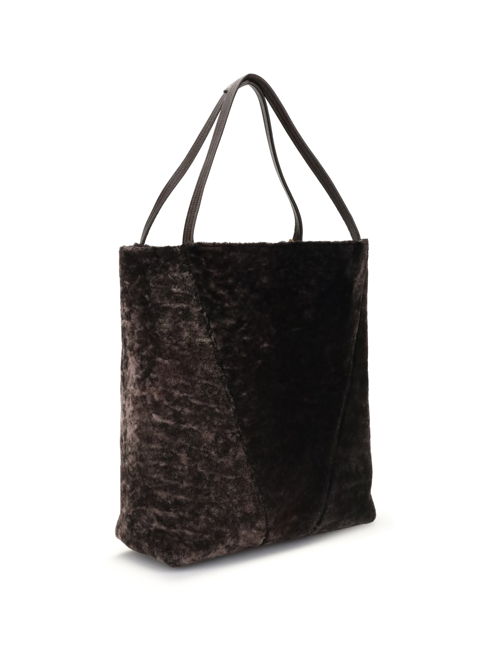 large spin tote bag in soft shearling