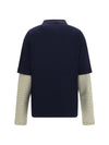 striped sleeve polo sweater