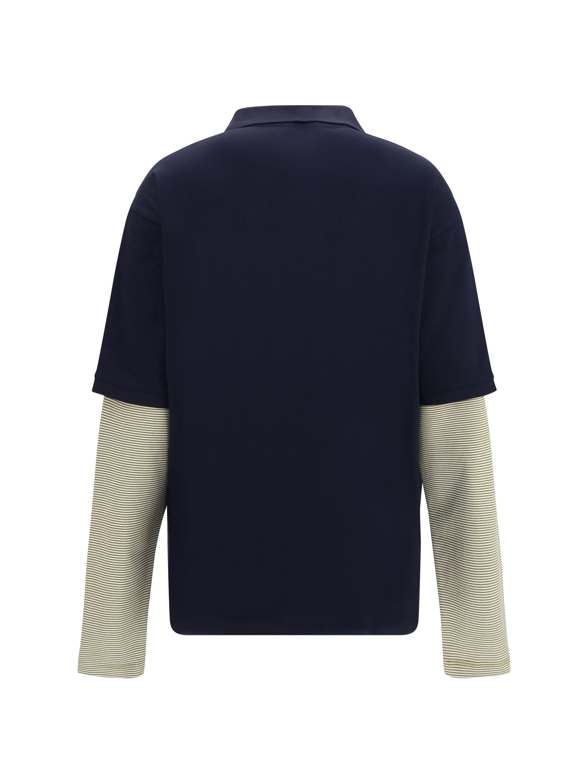 striped sleeve polo sweater