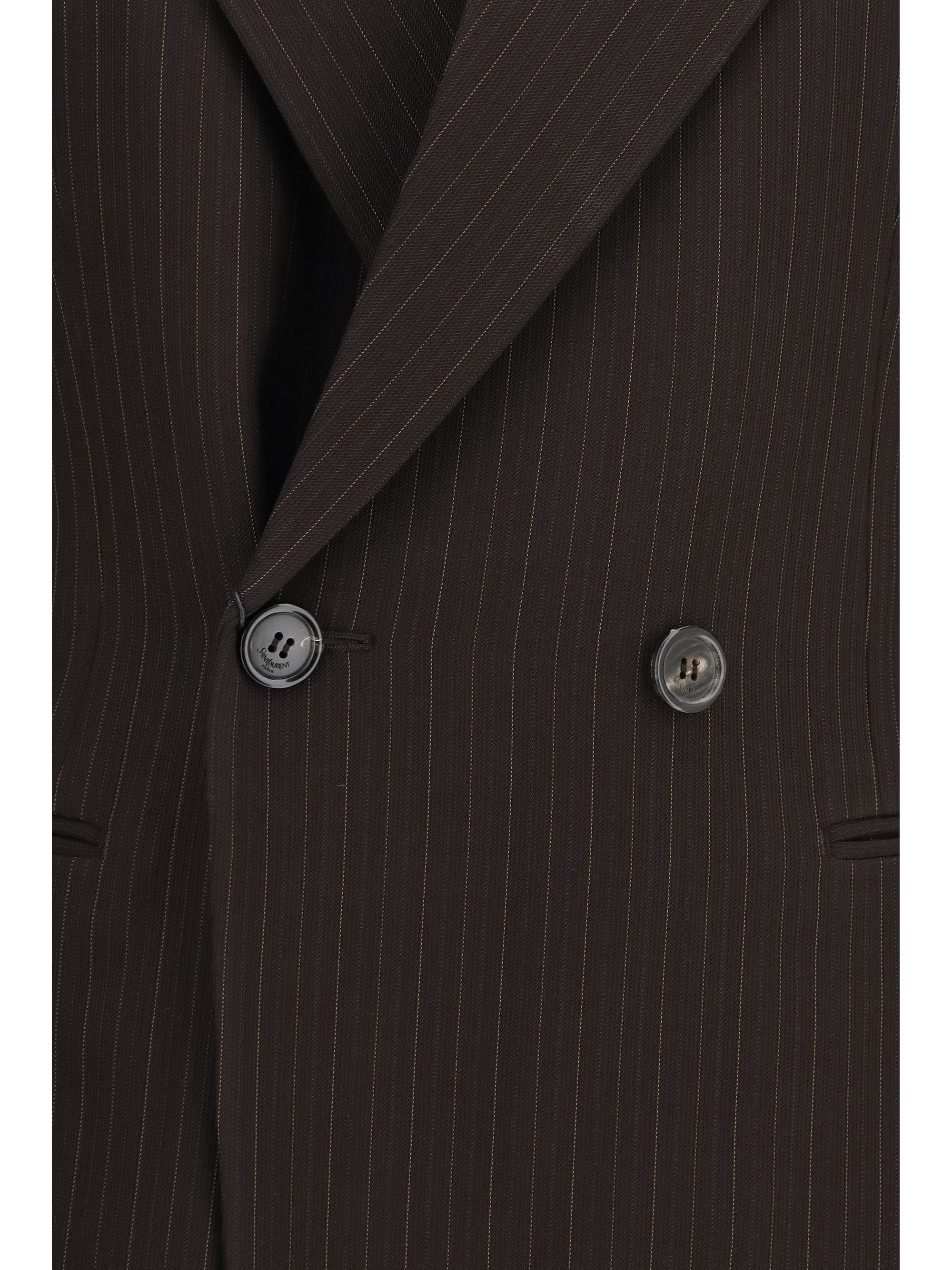 double-breasted pinstripe mélange wool jacket