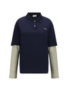 striped sleeve polo sweater