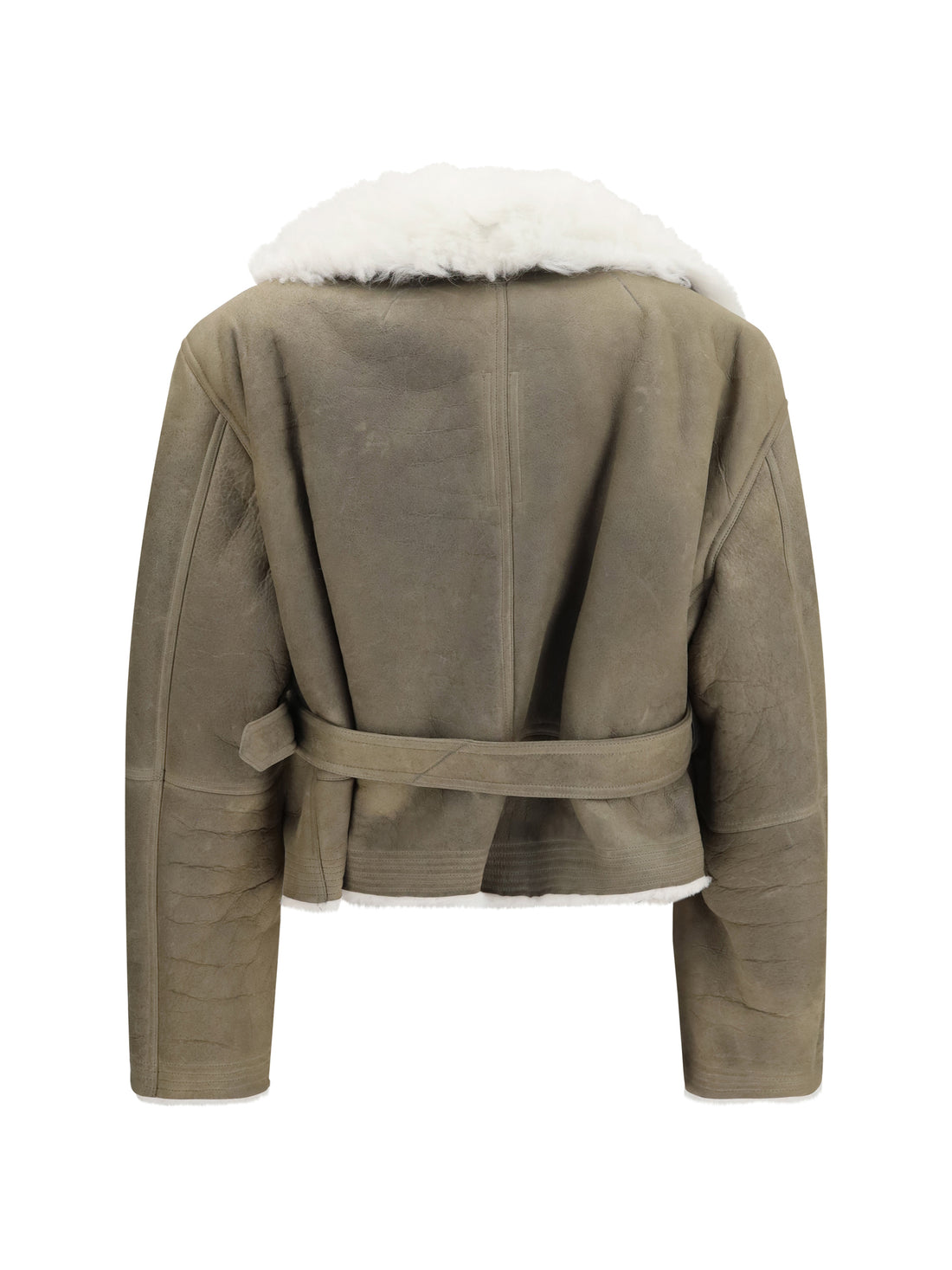 RICK OWENS OS cropped suede and shearling flight jacket
