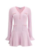 SELF-PORTRAIT S pearl trim knit mini dress
