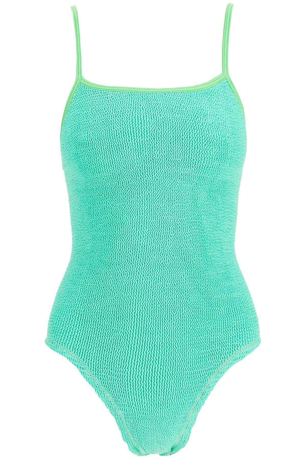 high-waisted neon green one-piece swimsuit with adjustable straps