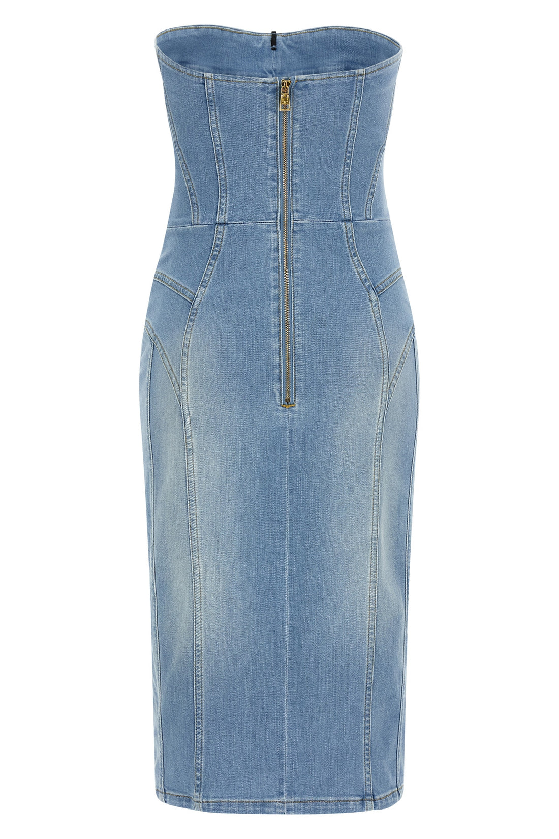 ELISABETTA FRANCHI 38 stonewashed cotton denim midi dress