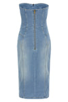 stonewashed cotton denim midi dress