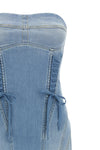 stonewashed cotton denim midi dress