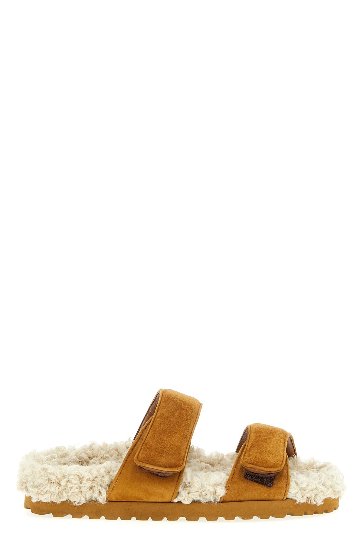 sandalo alvine in suede con fodera in shearling