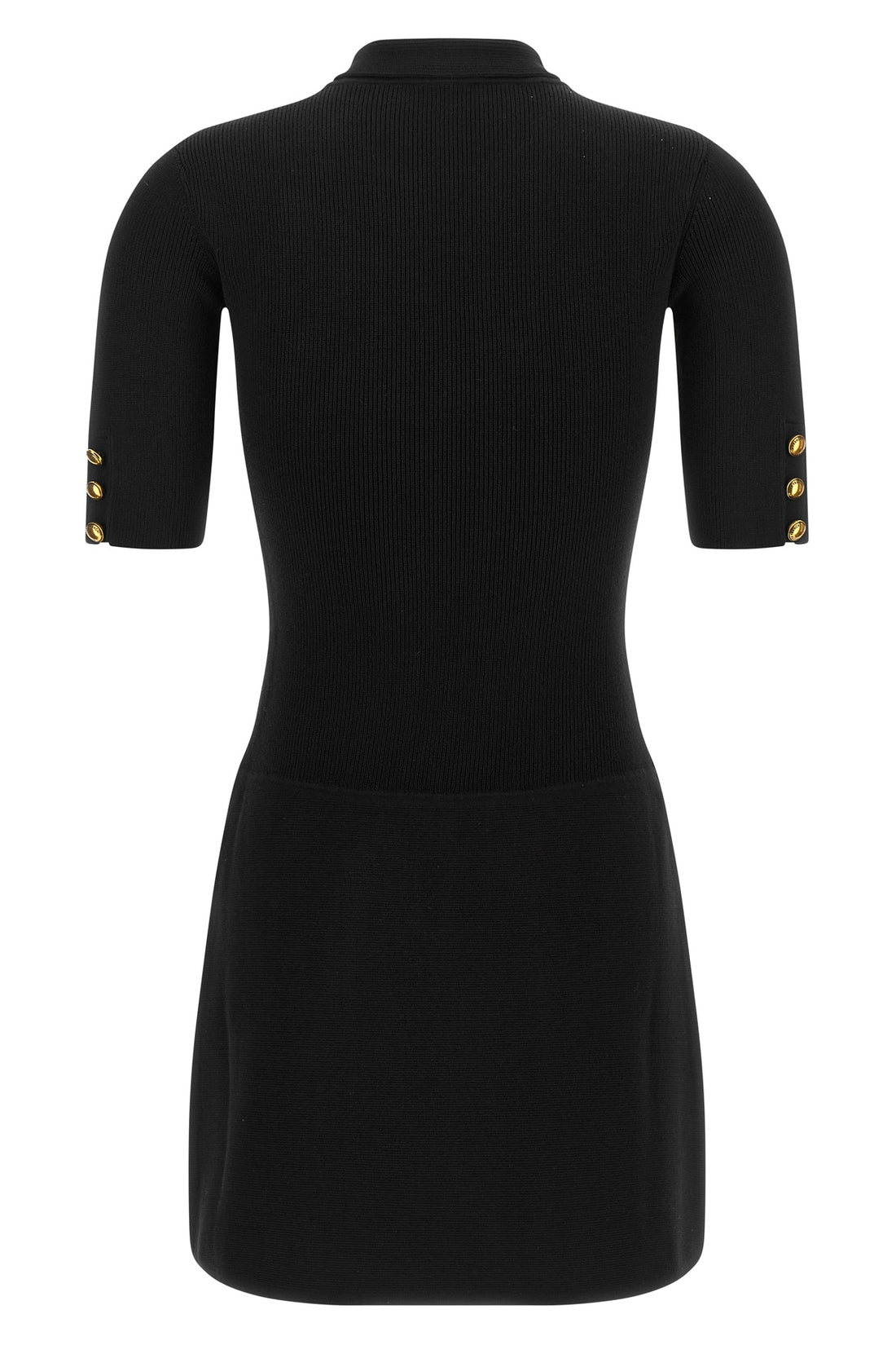 ELISABETTA FRANCHI 38 elisabetta franchi black knit short dress features a tight fit fit made of compa