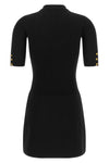 elisabetta franchi black knit short dress features a tight fit fit made of compa