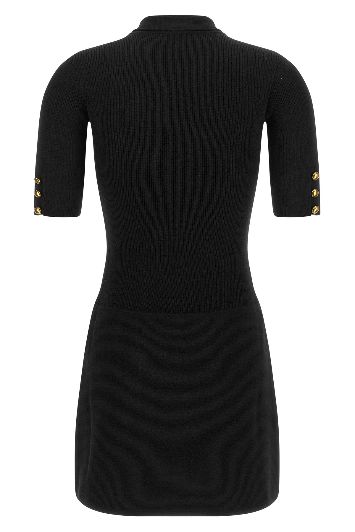 elisabetta franchi black knit short dress features a tight fit fit made of compa