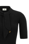elisabetta franchi black knit short dress features a tight fit fit made of compa