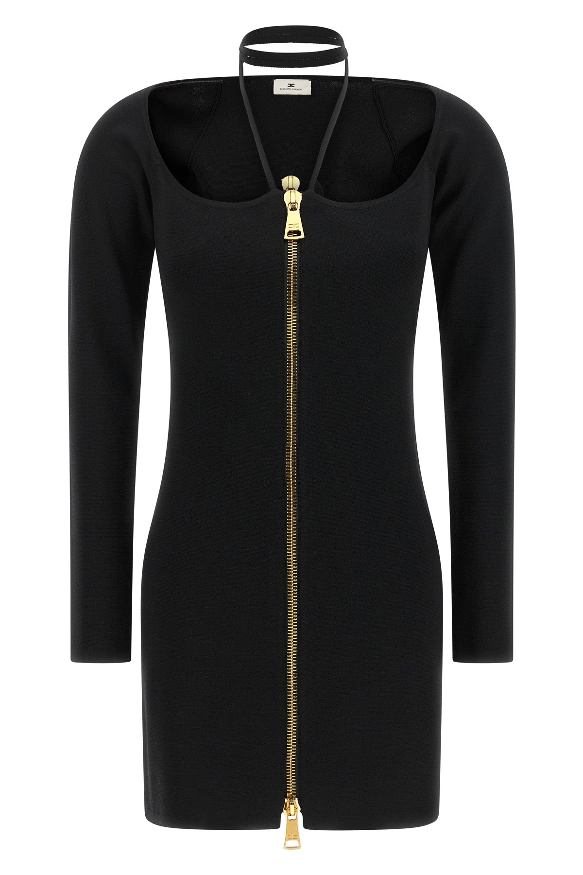 elisabetta franchi mini dress redefines the female silhouette through bold geome