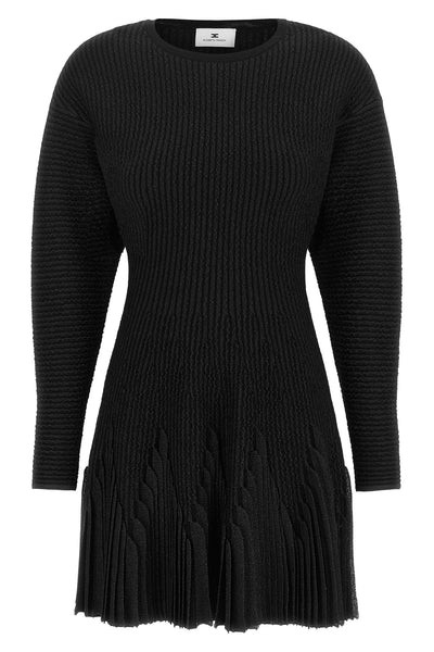 the elisabetta franchi black knit dress defines the silhouette through a rigorou