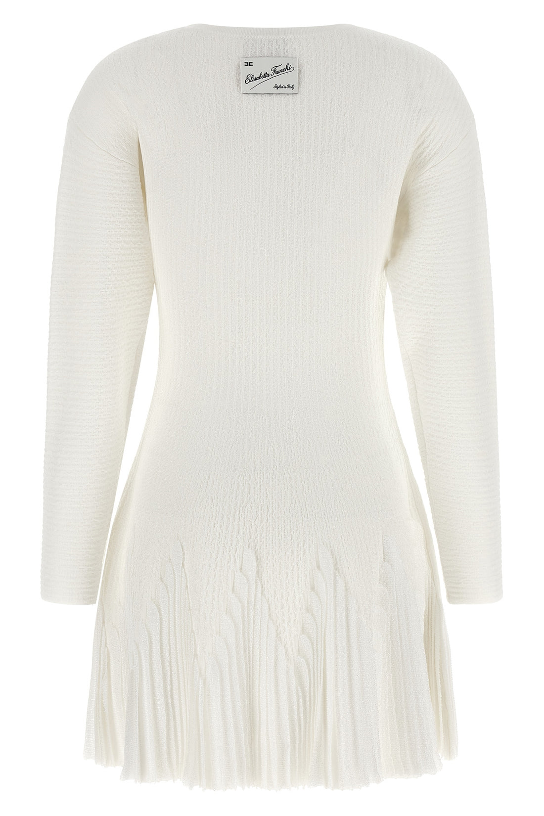 ELISABETTA FRANCHI 42 the elisabetta franchi white knit dress defines a feminine silhouette through a