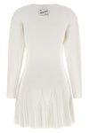 the elisabetta franchi white knit dress defines a feminine silhouette through a