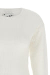 the elisabetta franchi white knit dress defines a feminine silhouette through a