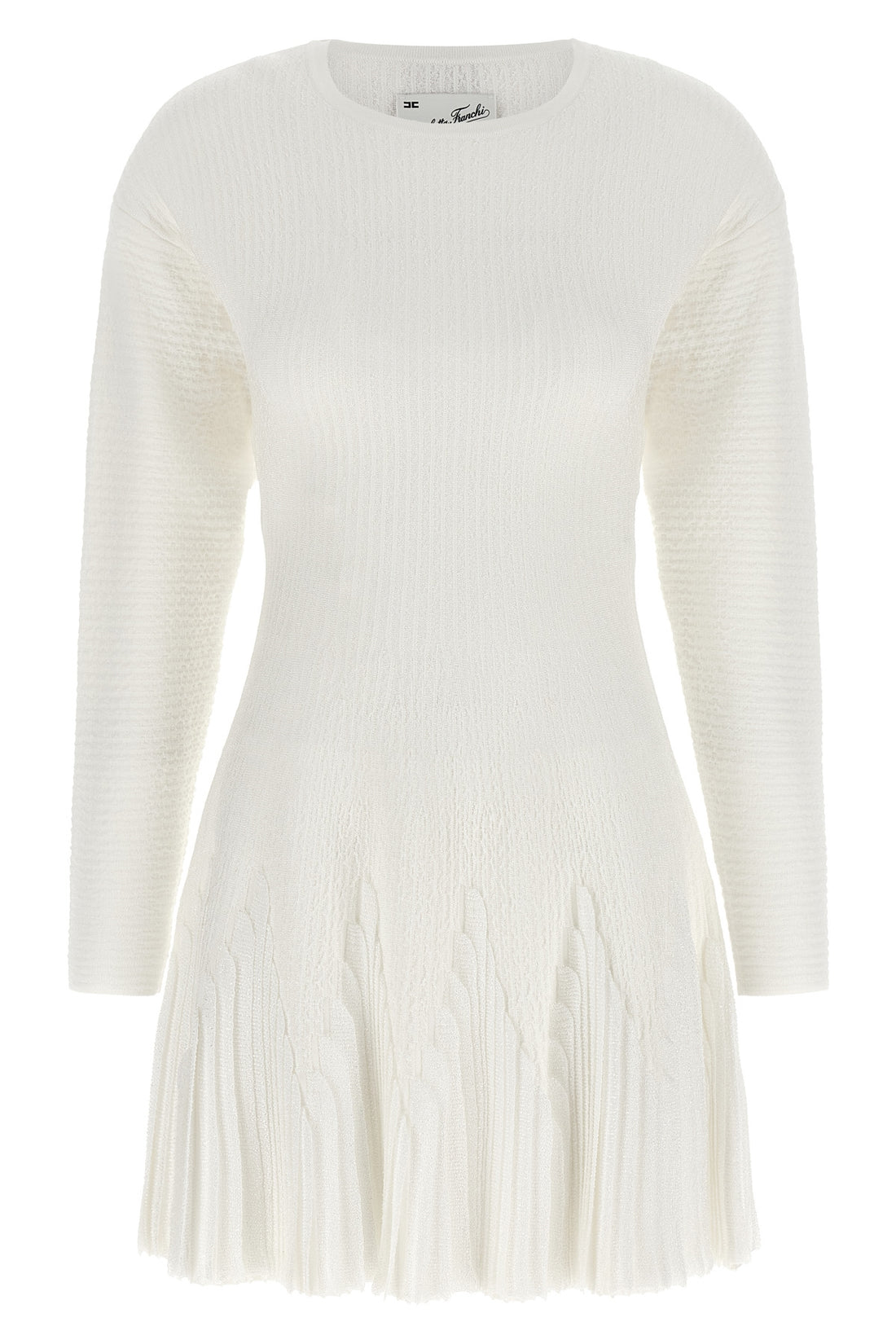 ELISABETTA FRANCHI 42 the elisabetta franchi white knit dress defines a feminine silhouette through a