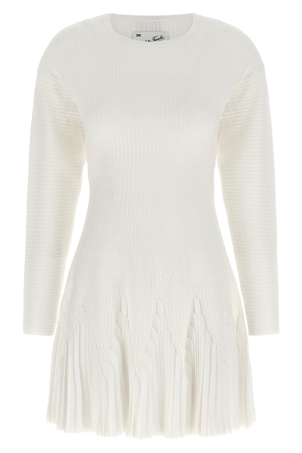 the elisabetta franchi white knit dress defines a feminine silhouette through a