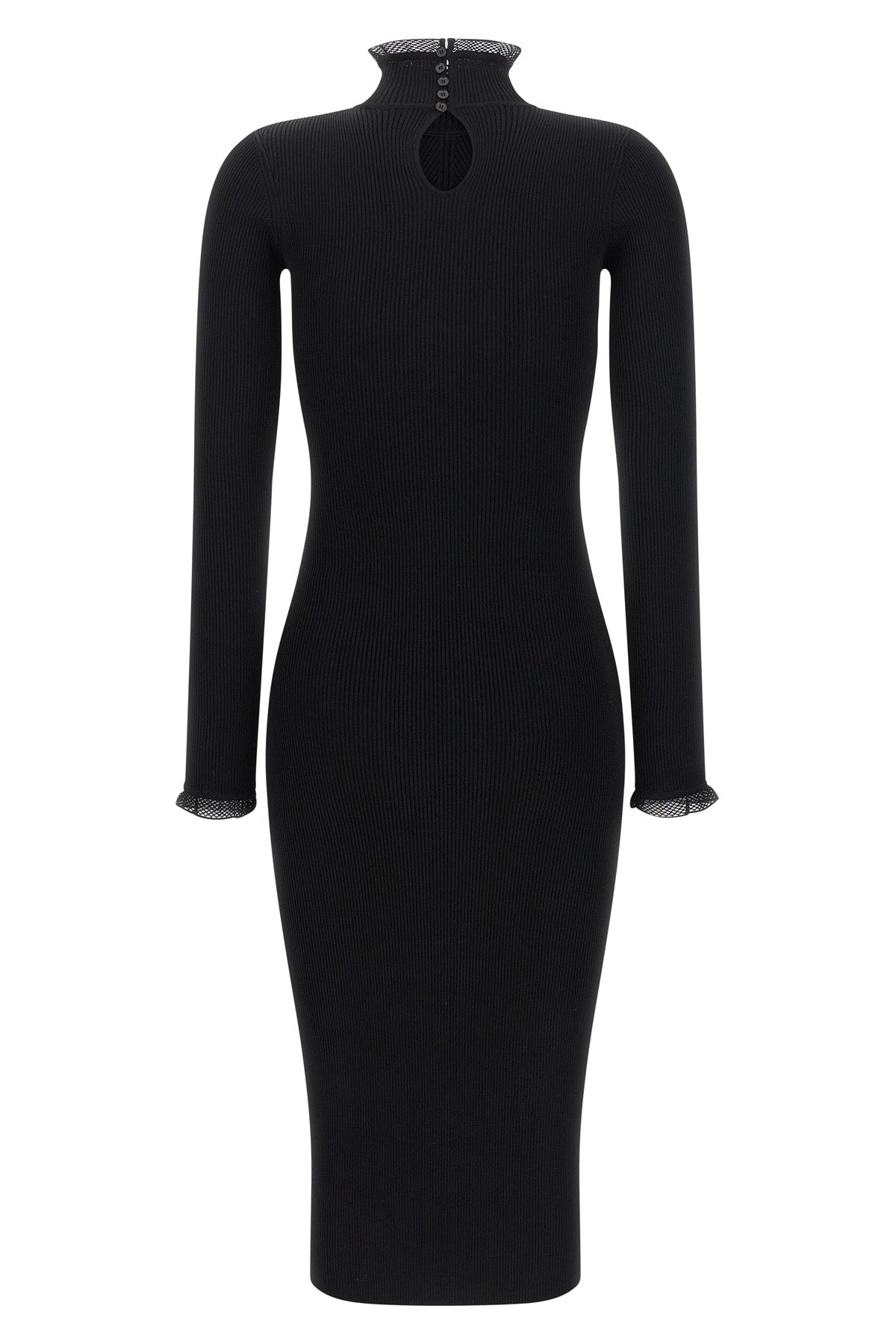 the elisabetta franchi midi dress defines the silhouette through a rigorous ribb