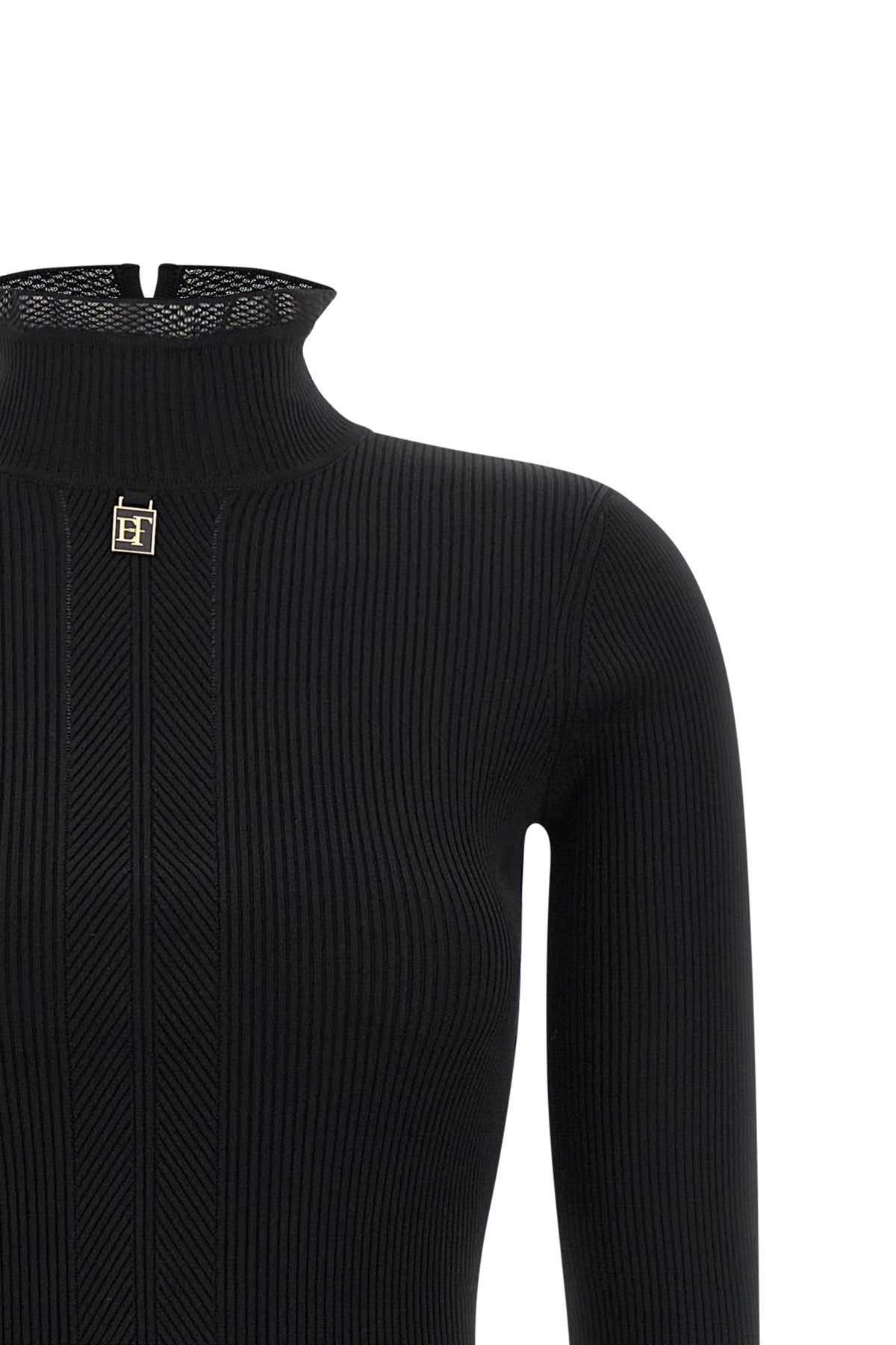 the elisabetta franchi midi dress defines the silhouette through a rigorous ribb