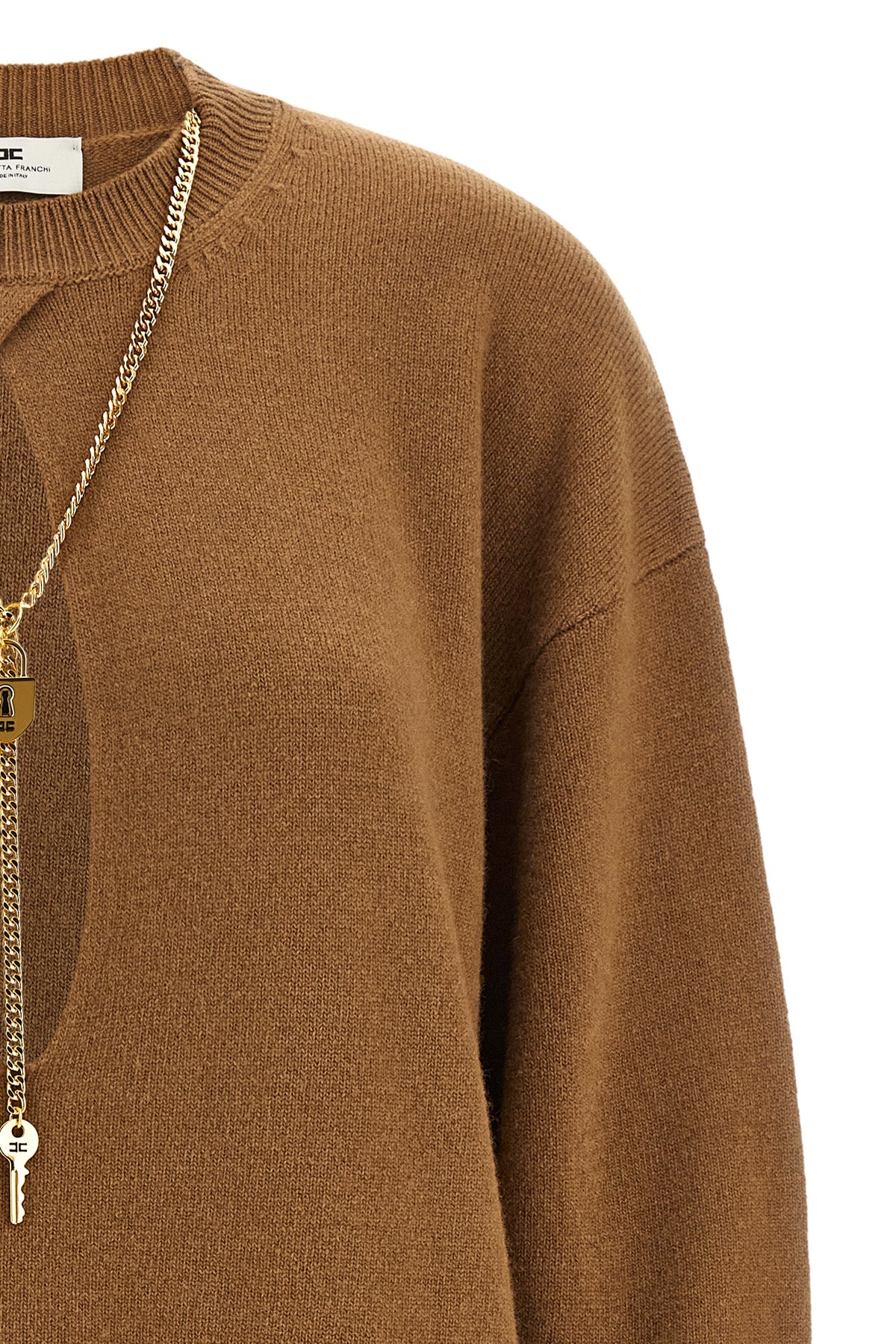 the elisabetta franchi knitted dress is distinguished by an oversized silhouette