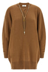 the elisabetta franchi knitted dress is distinguished by an oversized silhouette