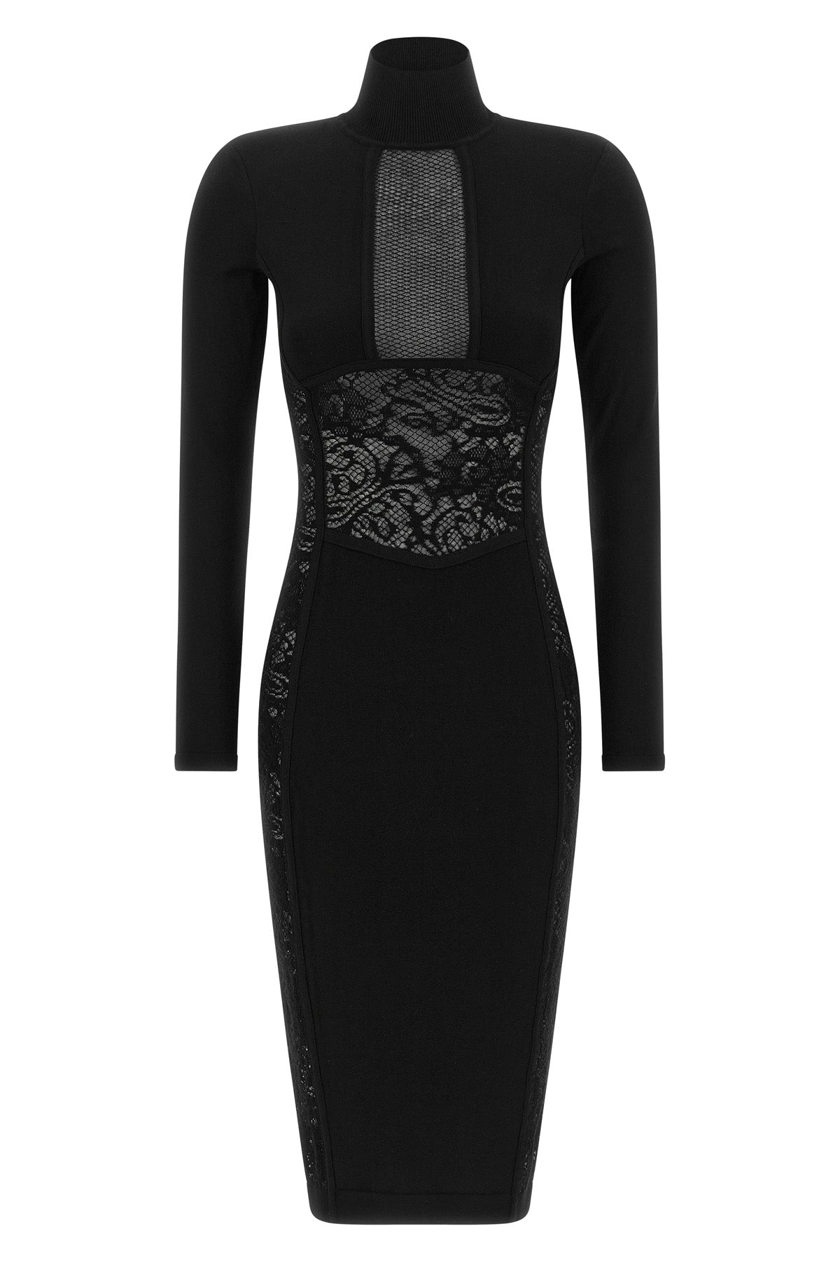 the elisabetta franchi midi dress defines a sculptural silhouette through a soph